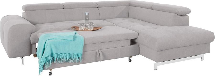 COTTA Hoekbank Chef L-vorm met hoofdbordverstelling edele metalen slede optioneel met slaapfunctie - Foto 12