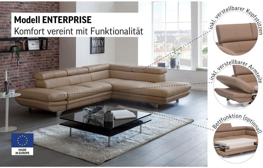 COTTA Hoekbank Enterprise L-vorm met arm- en hoofdbordverstelling optioneel met slaapfunctie - Foto 4