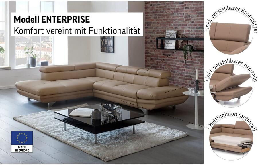 COTTA Hoekbank Enterprise L-vorm met arm- en hoofdbordverstelling optioneel met slaapfunctie - Foto 3