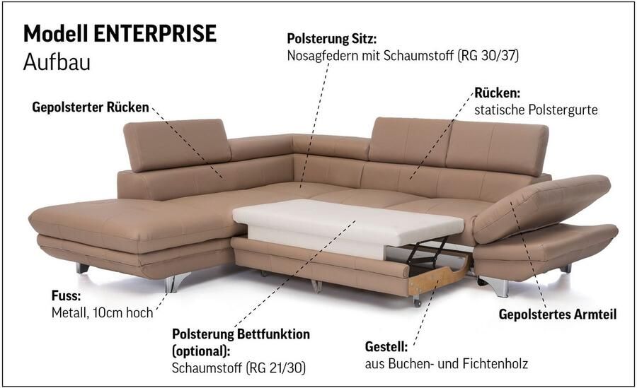 COTTA Hoekbank Enterprise L-vorm met arm- en hoofdbordverstelling optioneel met slaapfunctie - Foto 5