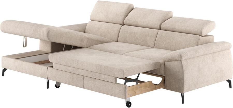 COTTA Hoekbank Kitty L-vorm met verstelbaar hoofdeind naar keuze met slaapfunctie & bedkist - Foto 3