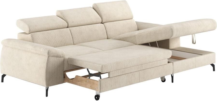 COTTA Hoekbank Kitty L-vorm met verstelbaar hoofdeind naar keuze met slaapfunctie & bedkist - Foto 3