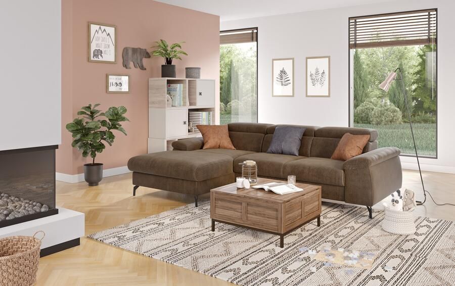 COTTA Hoekbank Kitty L-vorm met verstelbaar hoofdeind naar keuze met slaapfunctie & bedkist