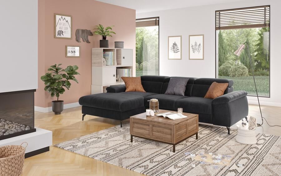 COTTA Hoekbank Kitty L-vorm met verstelbaar hoofdeind naar keuze met slaapfunctie & bedkist