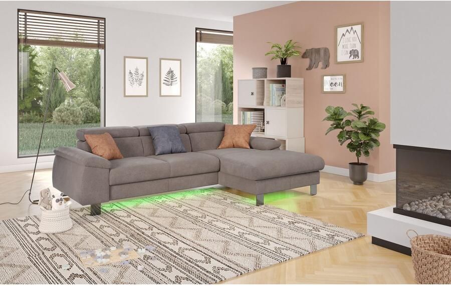 COTTA Hoekbank Komaris L-vorm met hoofdeindeverstelling keuze met bedfunctie bedlade & verlichting - Foto 3