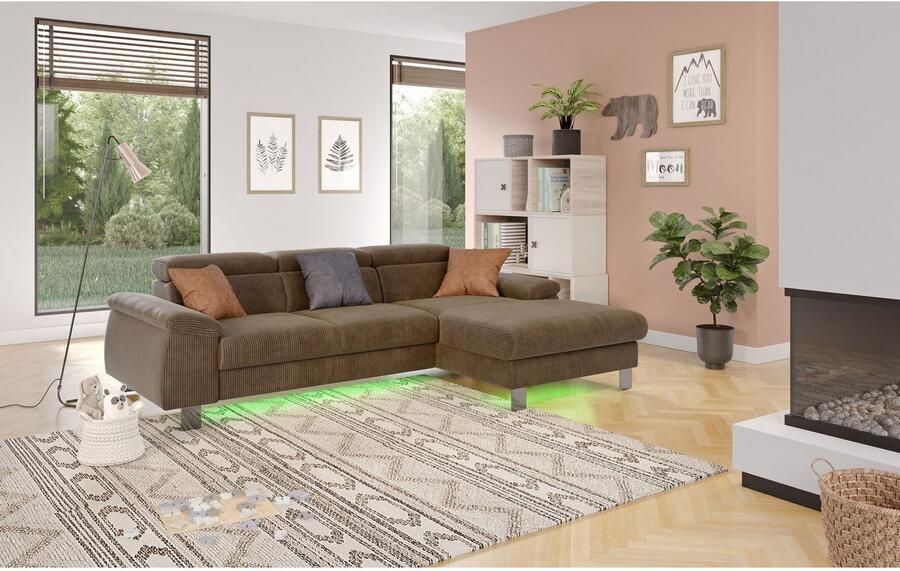 COTTA Hoekbank Komaris L-vorm met hoofdeindeverstelling keuze met bedfunctie bedlade & verlichting - Foto 3