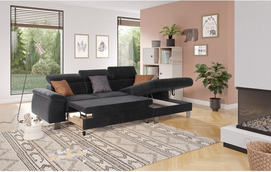 COTTA Hoekbank Komaris L-vorm met hoofdeindeverstelling keuze met bedfunctie bedlade & verlichting - Foto 3