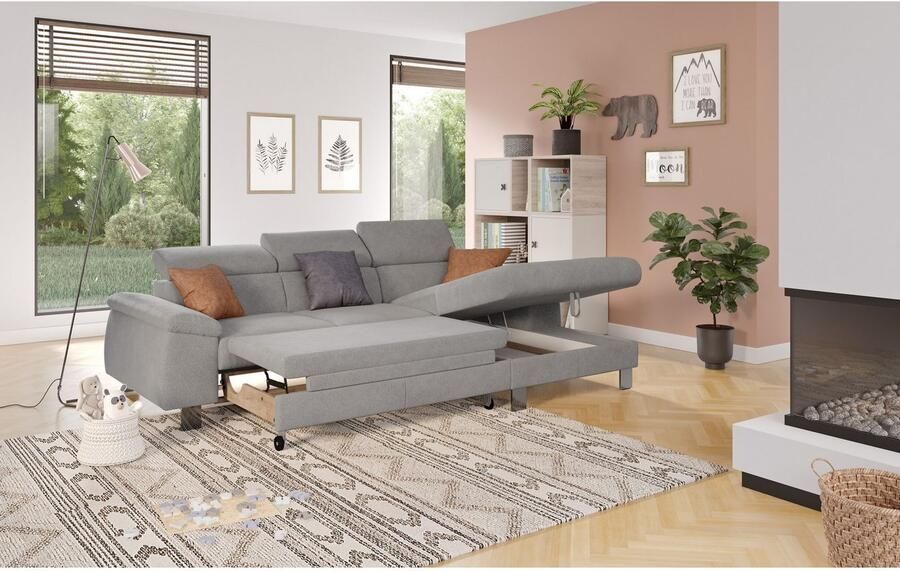 COTTA Hoekbank Komaris L-vorm met hoofdeindeverstelling keuze met bedfunctie bedlade & verlichting - Foto 3