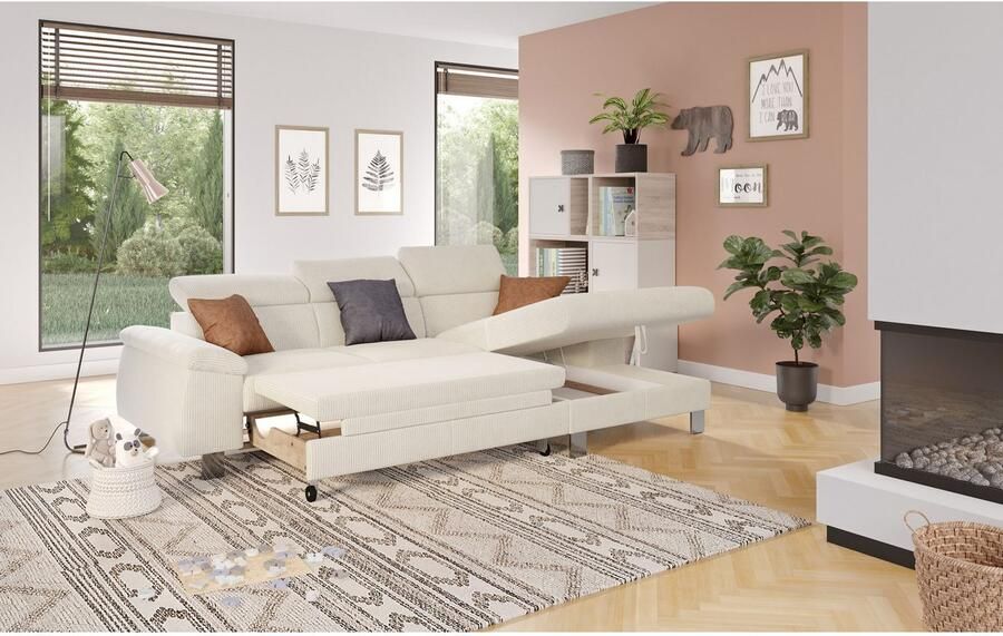 COTTA Hoekbank Komaris L-vorm met hoofdeindeverstelling keuze met bedfunctie bedlade & verlichting - Foto 3