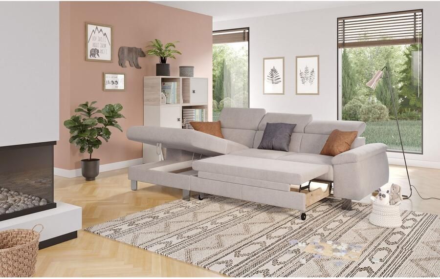 COTTA Hoekbank Komaris L-vorm met hoofdeindeverstelling keuze met bedfunctie bedlade & verlichting - Foto 3