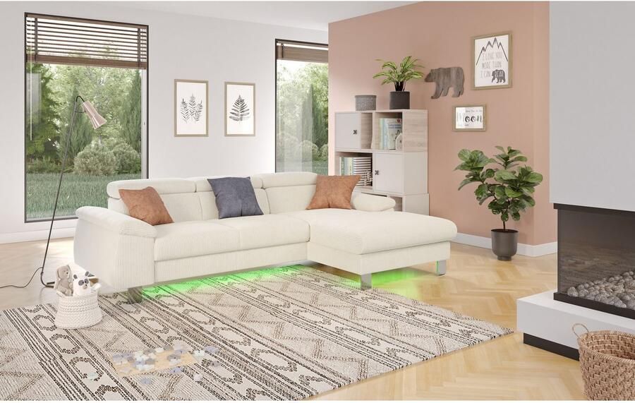 COTTA Hoekbank Komaris L-vorm met hoofdeindeverstelling keuze met bedfunctie bedlade & verlichting - Foto 3