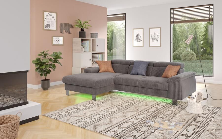 COTTA Hoekbank Komaris L-vorm met hoofdeindeverstelling keuze met bedfunctie bedlade & verlichting - Foto 6