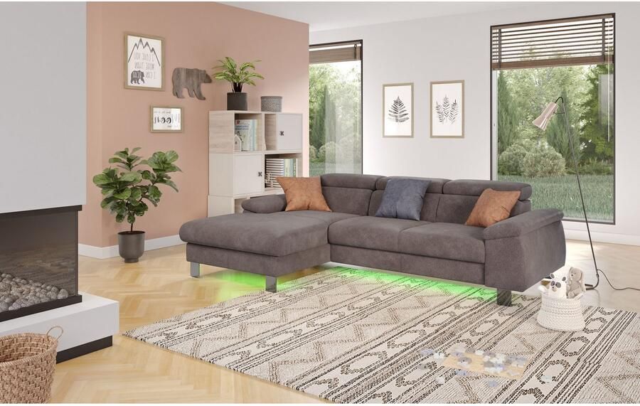 COTTA Hoekbank Komaris L-vorm met hoofdeindeverstelling keuze met bedfunctie bedlade & verlichting - Foto 3
