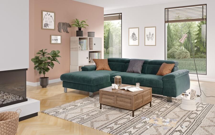 COTTA Hoekbank Komaris L-vorm met hoofdeindeverstelling keuze met bedfunctie bedlade & verlichting - Foto 4