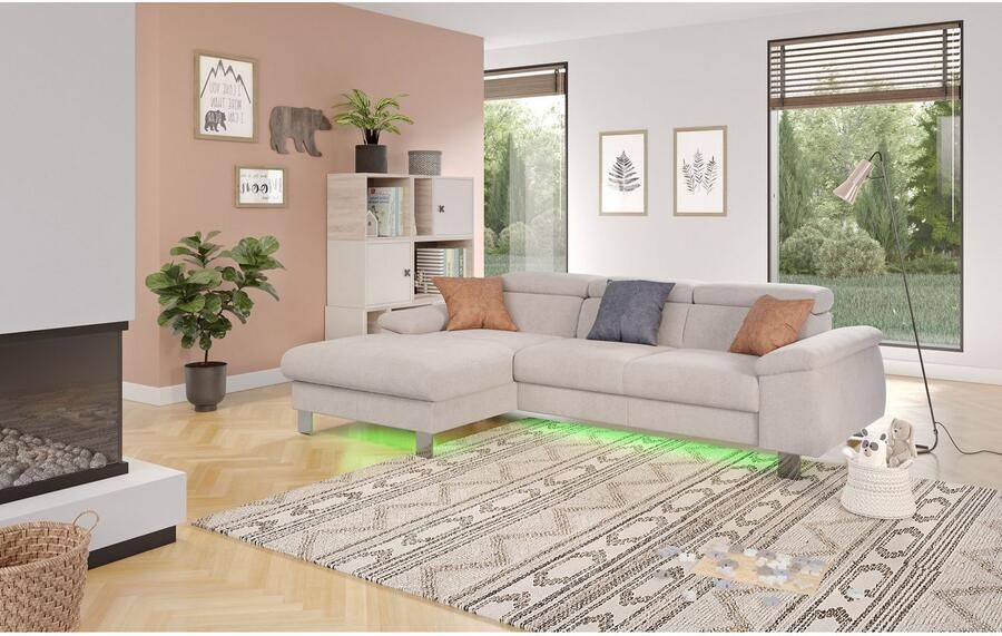 COTTA Hoekbank Komaris L-vorm met hoofdeindeverstelling keuze met bedfunctie bedlade & verlichting - Foto 3