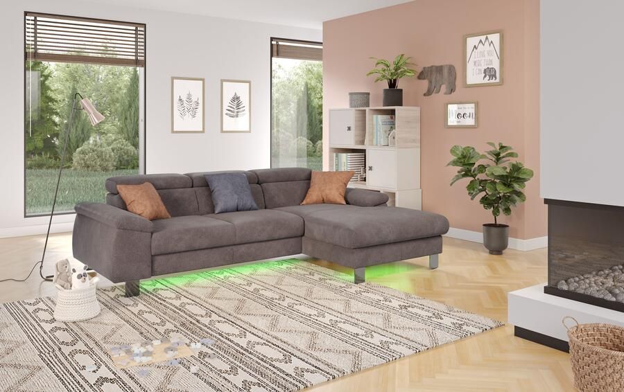COTTA Hoekbank Komaris L-vorm met hoofdeindeverstelling keuze met bedfunctie bedlade & verlichting - Foto 5