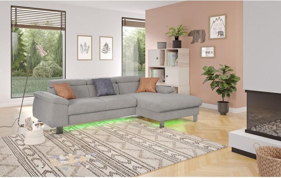 COTTA Hoekbank Komaris L-vorm met hoofdeindeverstelling keuze met bedfunctie bedlade & verlichting - Foto 4