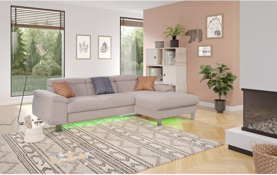 COTTA Hoekbank Komaris L-vorm met hoofdeindeverstelling keuze met bedfunctie bedlade & verlichting - Foto 3