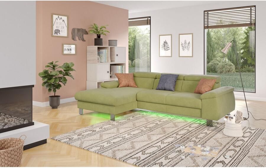COTTA Hoekbank Komaris L-vorm met hoofdeindeverstelling keuze met bedfunctie bedlade & verlichting - Foto 3