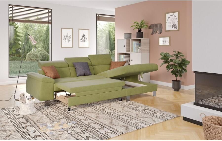 COTTA Hoekbank Komaris L-vorm met hoofdeindeverstelling keuze met bedfunctie bedlade & verlichting - Foto 3