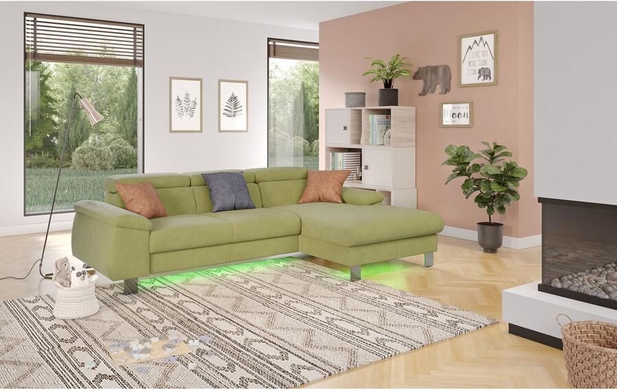COTTA Hoekbank Komaris L-vorm met hoofdeindeverstelling keuze met bedfunctie bedlade & verlichting - Foto 3