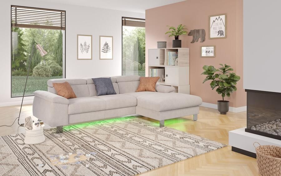 COTTA Hoekbank Komaris L-vorm met hoofdeindeverstelling keuze met bedfunctie bedlade & verlichting - Foto 6