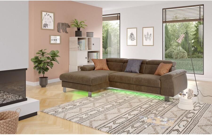 COTTA Hoekbank Komaris L-vorm met hoofdeindeverstelling keuze met bedfunctie bedlade & verlichting - Foto 3