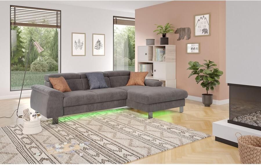 COTTA Hoekbank Komaris L-vorm met hoofdeindeverstelling keuze met bedfunctie bedlade & verlichting - Foto 3