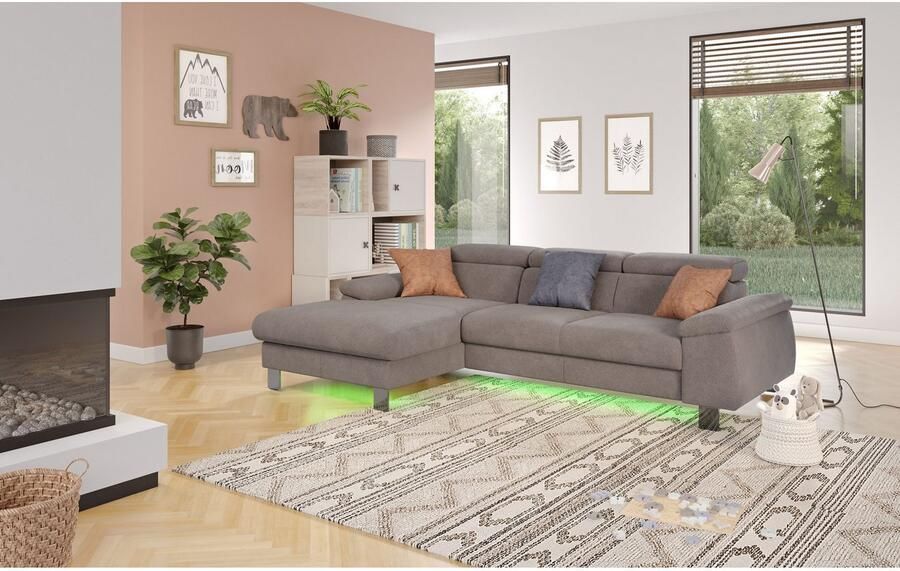 COTTA Hoekbank Komaris L-vorm met hoofdeindeverstelling keuze met bedfunctie bedlade & verlichting - Foto 3