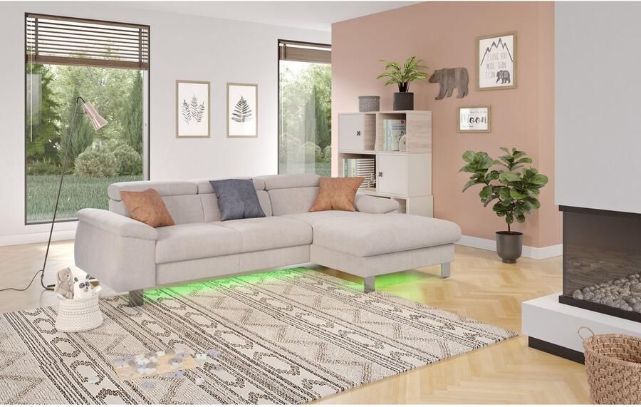 COTTA Hoekbank Komaris L-vorm met hoofdeindeverstelling keuze met bedfunctie bedlade & verlichting - Foto 3