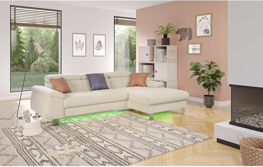 COTTA Hoekbank Komaris L-vorm met hoofdeindeverstelling keuze met bedfunctie bedlade & verlichting - Foto 3