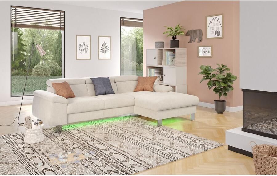 COTTA Hoekbank Komaris L-vorm met hoofdeindeverstelling keuze met bedfunctie bedlade & verlichting - Foto 3