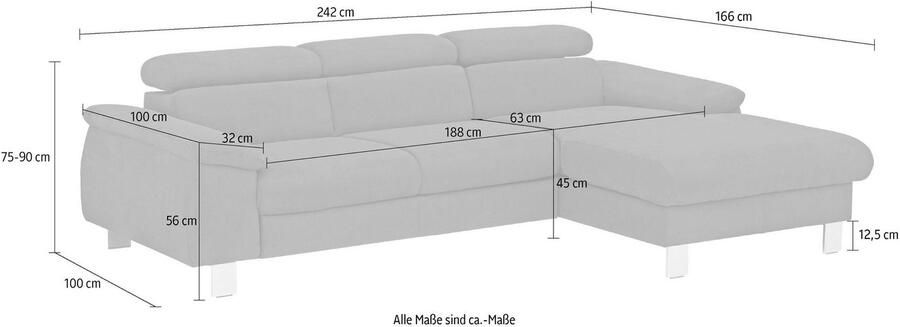 COTTA Hoekbank Komaris L-vorm met hoofdeindeverstelling keuze met bedfunctie bedlade & verlichting - Foto 7