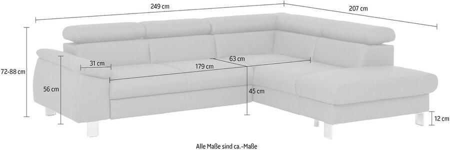 COTTA Hoekbank Komaris L-vorm met hoofdeindeverstelling keuze met bedfunctie bedlade & verlichting - Foto 4
