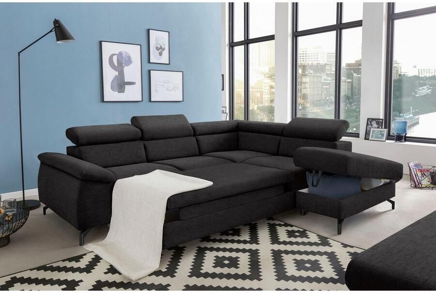 COTTA Hoekbank Komaris L-vorm met verstelbaar hoofdeind naar keuze met slaapfunctie & bedkist - Foto 1