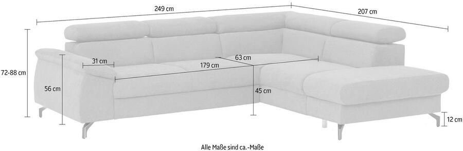 COTTA Hoekbank Komaris L-vorm met verstelbaar hoofdeind naar keuze met slaapfunctie & bedkist - Foto 9
