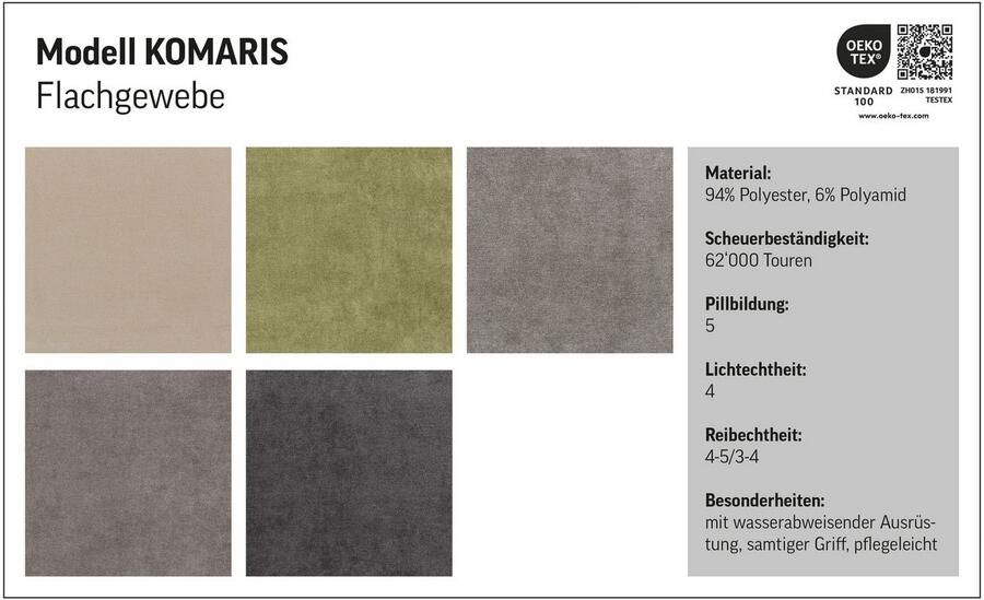 COTTA Zithoek Komaris L-vorm Set bestaande uit: hoekbank met hoofdverstelling & hocker (set) - Foto 3