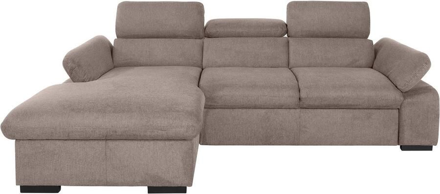 COTTA Hoekbank Lola L-vorm met hoofdeinde-functie & poef keuze met bedfunctie bedlade & armleuningverstelling (set)