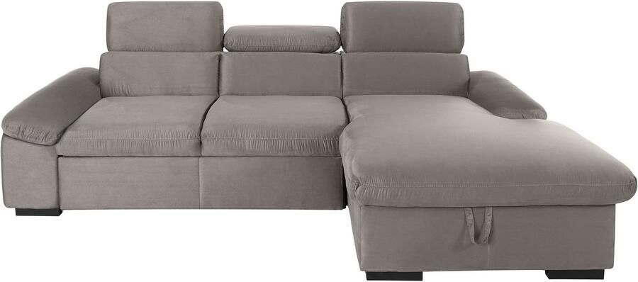 COTTA Hoekbank Lola L-vorm met hoofdeinde-functie & poef keuze met bedfunctie bedlade & armleuningverstelling (set)