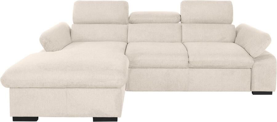 COTTA Hoekbank Lola L-vorm met hoofdeinde-functie & poef keuze met bedfunctie bedlade & armleuningverstelling (set)