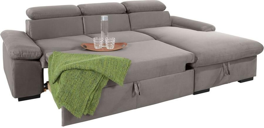 COTTA Hoekbank Lola L-vorm met hoofdeinde-functie & poef keuze met bedfunctie bedlade & armleuningverstelling (set) - Foto 8