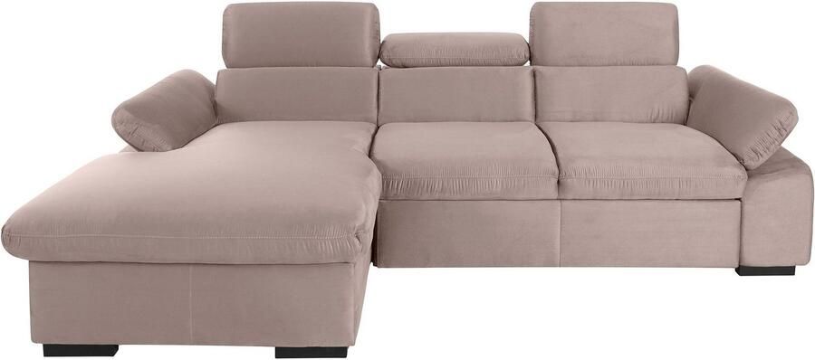 COTTA Hoekbank Lola L-vorm met hoofdeinde-functie & poef keuze met bedfunctie bedlade & armleuningverstelling (set)