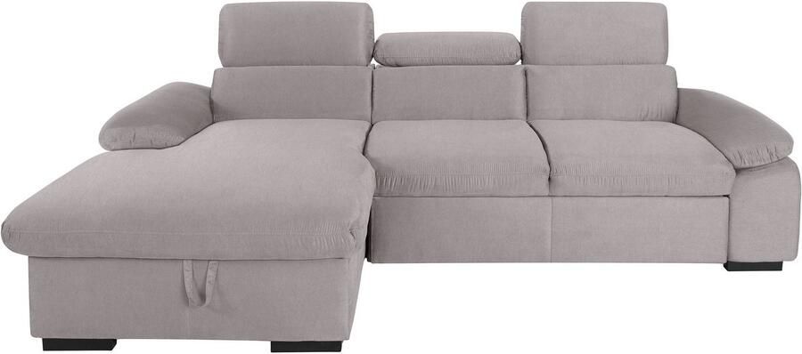 COTTA Hoekbank Lola L-vorm met hoofdeinde-functie & poef keuze met bedfunctie bedlade & armleuningverstelling (set)