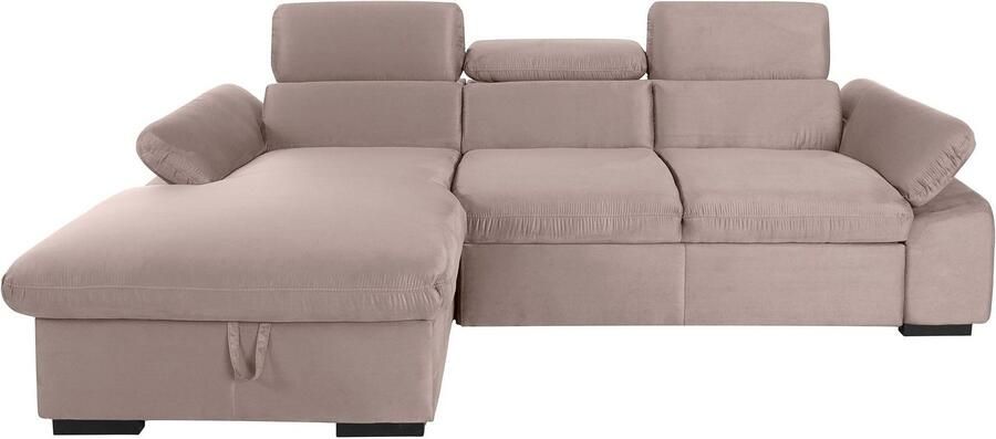 COTTA Hoekbank Lola L-vorm met hoofdeinde-functie & poef keuze met bedfunctie bedlade & armleuningverstelling (set)