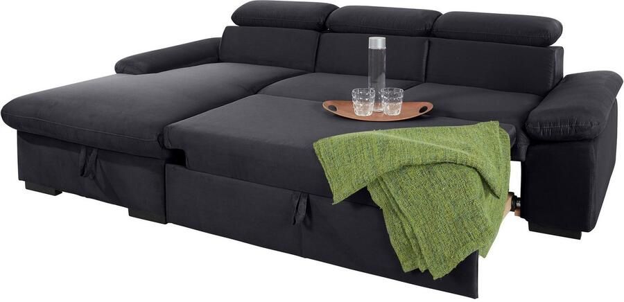 COTTA Hoekbank Lola L-vorm met hoofdeinde-functie & poef keuze met bedfunctie bedlade & armleuningverstelling (set) - Foto 8