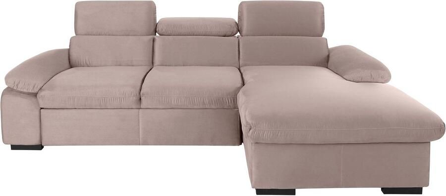 COTTA Hoekbank Lola L-vorm met hoofdeinde-functie & poef keuze met bedfunctie bedlade & armleuningverstelling (set)