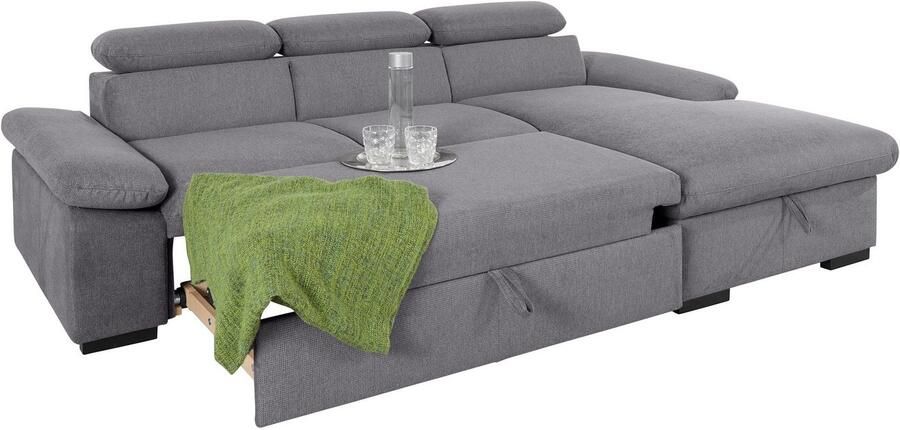 COTTA Hoekbank Lola L-vorm met hoofdeinde-functie & poef keuze met bedfunctie bedlade & armleuningverstelling (set) - Foto 8