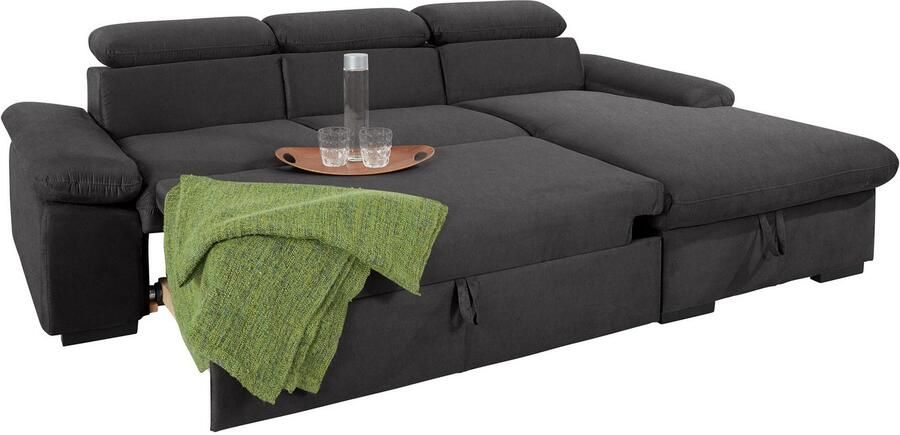 COTTA Hoekbank Lola L-vorm met hoofdeinde-functie & poef keuze met bedfunctie bedlade & armleuningverstelling (set) - Foto 8