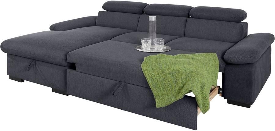 COTTA Hoekbank Lola L-vorm met hoofdeinde-functie & poef keuze met bedfunctie bedlade & armleuningverstelling (set) - Foto 7