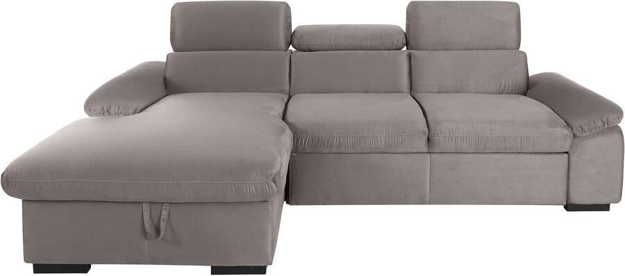 COTTA Hoekbank Lola L-vorm met hoofdeinde-functie & poef keuze met bedfunctie bedlade & armleuningverstelling (set)